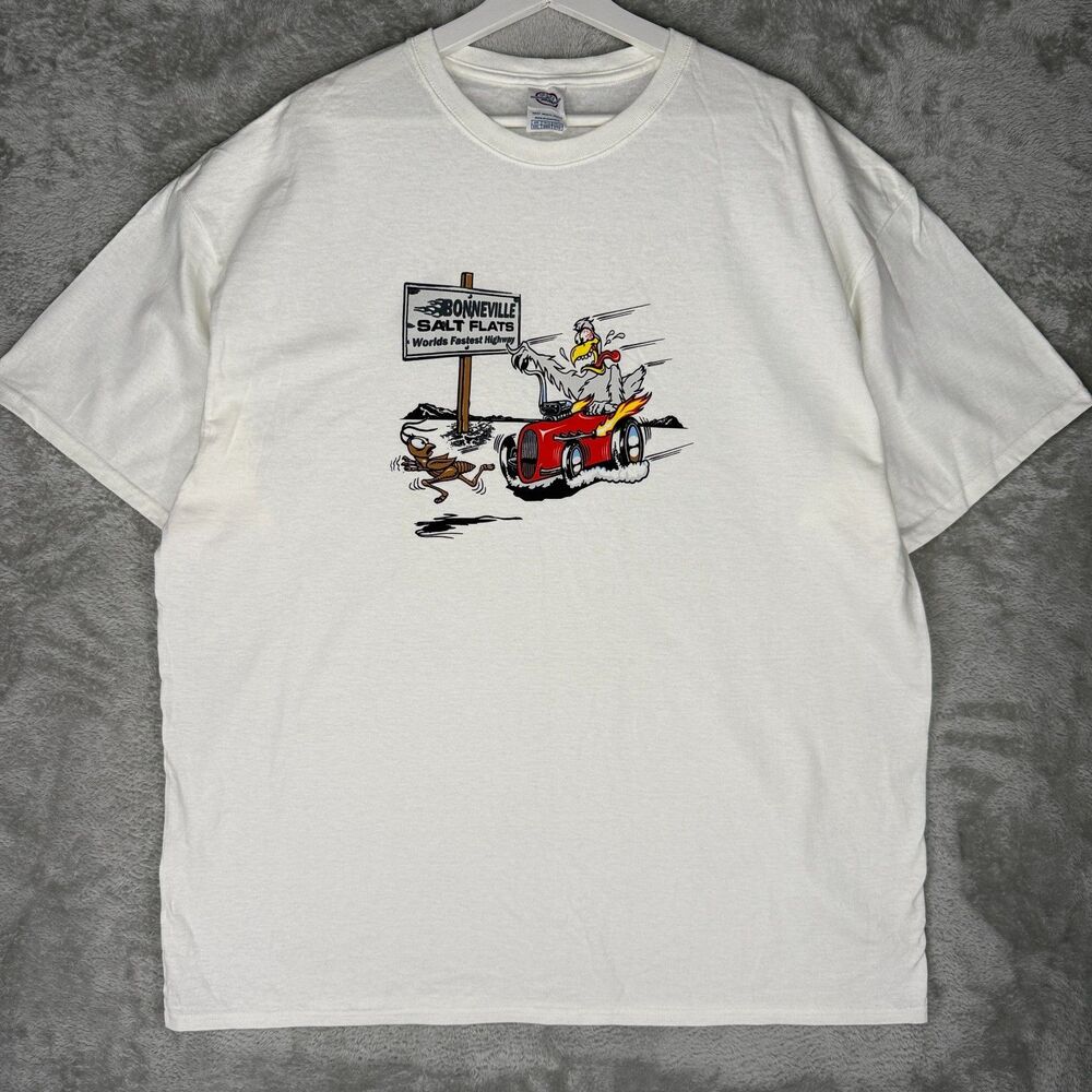 Bonneville Salt Flats T-Shirt Men 2XL Worlds Fastest Highway Art Comic Funny Y2K
